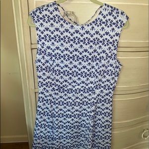 white and blue dress